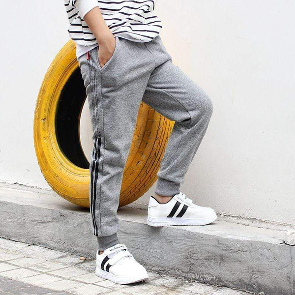 Teenager Side Stripes Print Plain Sport Pants