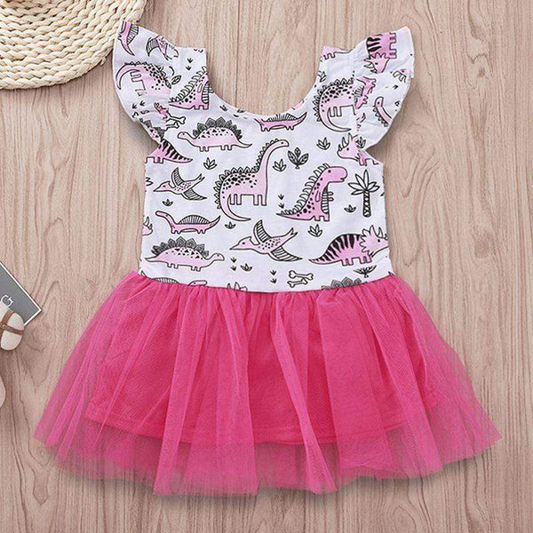 Toddler Girl Dress Dinosaur Print Tutu Lace Dresses