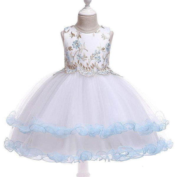 Unique Design Girl Patchwork Flower Embroidered Tutu Dress