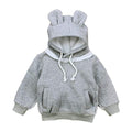 Unisex Long Sleeves Bear Ear Pattern Solid Color Thickened Hoodies