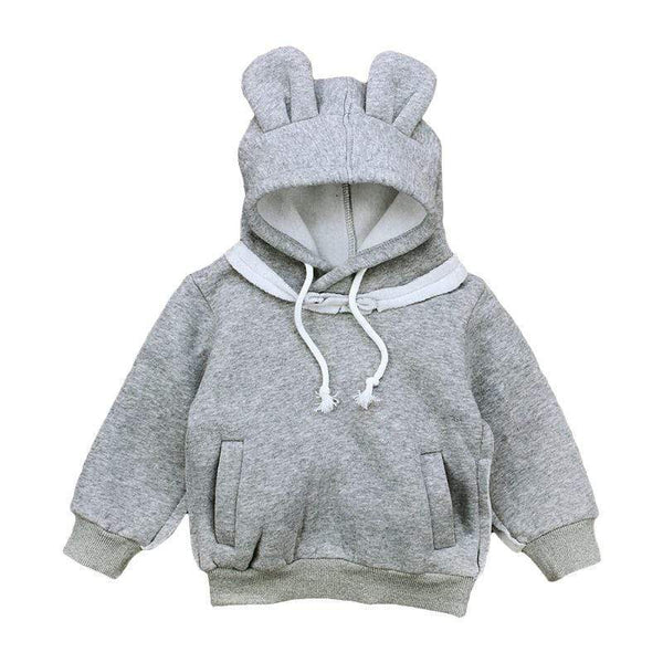 Unisex Long Sleeves Bear Ear Pattern Solid Color Thickened Hoodies