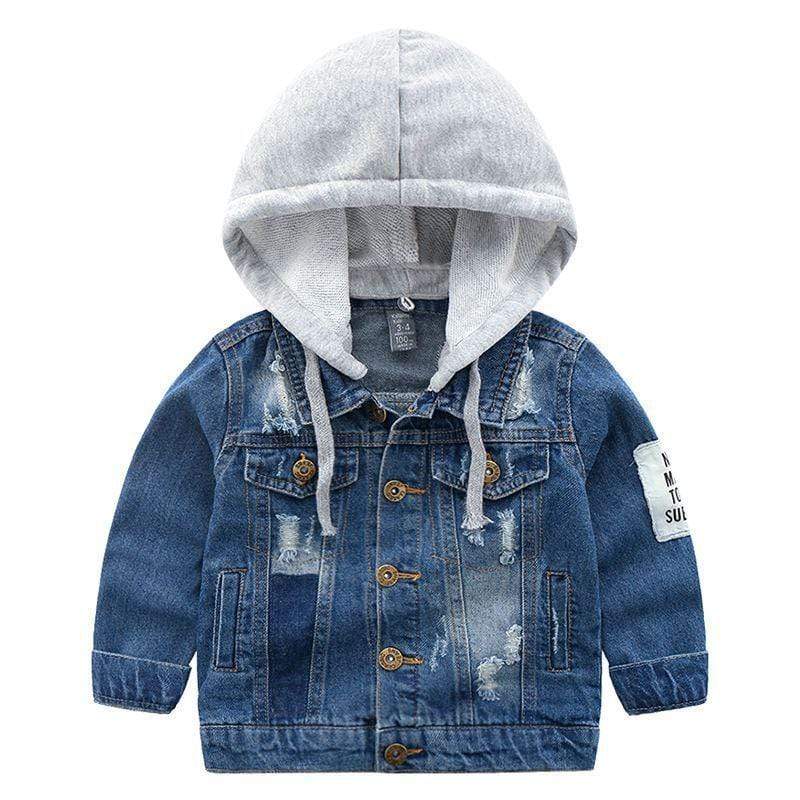 Fashion Clothing Vintage Style Boys Cotton Long Sleeves Patchwork Hooded Denim Jackets TIY