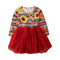 Fashion Clothing Vintage Style Girl Sunflower Print Long Sleeves Patchwork Tutu Dress TIY