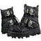 Fashion Cowhide Genuine Leather Military Uniform Boots Gothic Skull Punk Martin Platform Mid-calf Boots Steampunk Shoes-Black-7-JadeMoghul Inc.