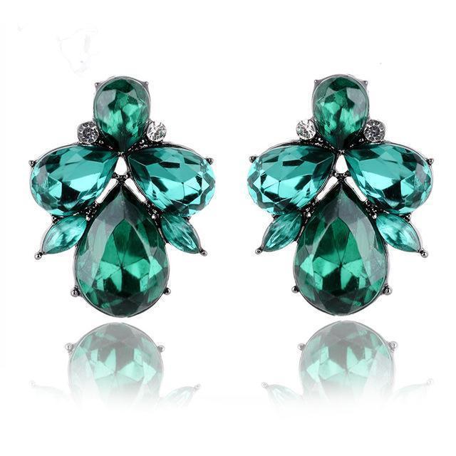 Fashion crystal Women Earrings Opal Stone Stud Earrings Christmas Party 2016 Brand New Elegant Crystal Earrings For Women gift-green-JadeMoghul Inc.