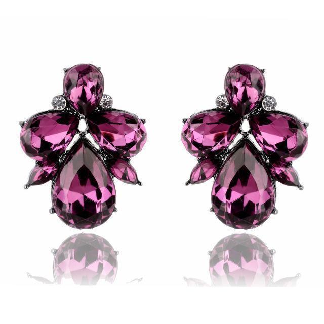 Fashion crystal Women Earrings Opal Stone Stud Earrings Christmas Party 2016 Brand New Elegant Crystal Earrings For Women gift-purple-JadeMoghul Inc.