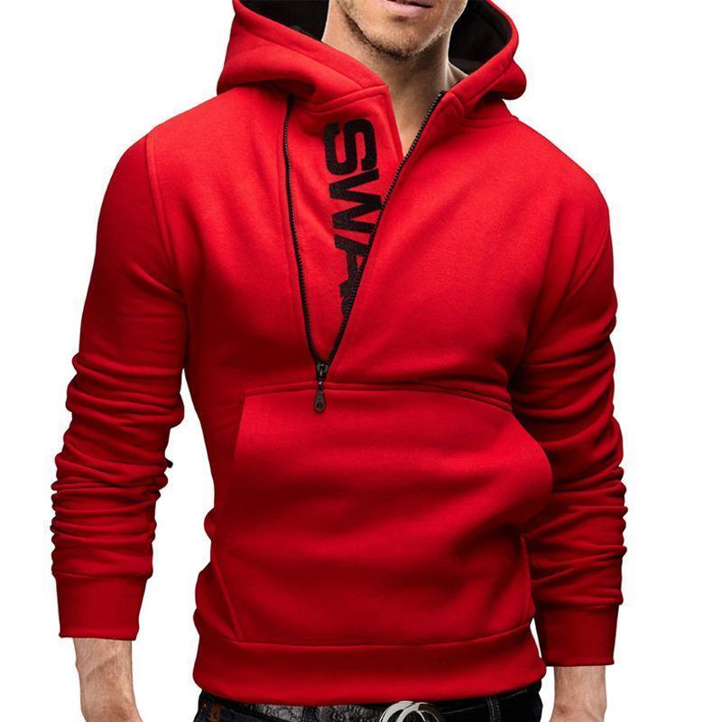 Fashion Design Men Hoodie - Casual Slim Men Sweatshirt-Red-M-JadeMoghul Inc.
