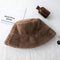 Fashion Faux Fur Winter Bucket Hat For Women Girl Solid Thickened Soft Warm Fishing Cap Outdoor Vacation Hat Cap Lady AExp