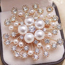 Fashion Gold Tone! High Quality Imitation Pearl And Crystals Flower Bouquet Brooch For Wedding Elegant Women Gift Brooch Pin-Silver-JadeMoghul Inc.