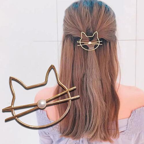 Fashion Metal Leaf Hair Clip Barrettes Hairpin Barrette Hair Claws Women Girls Trend Charm Moon Round Triangle AExp