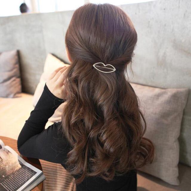 Fashion Metal Leaf Hair Clip Barrettes Hairpin Barrette Hair Claws Women Girls Trend Charm Moon Round Triangle AExp