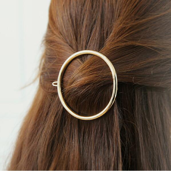 Fashion Metal Leaf Hair Clip Barrettes Hairpin Barrette Hair Claws Women Girls Trend Charm Moon Round Triangle AExp