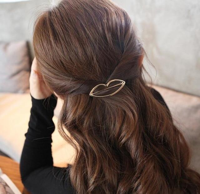 Fashion Metal Leaf Hair Clip Barrettes Hairpin Barrette Hair Claws Women Girls Trend Charm Moon Round Triangle AExp