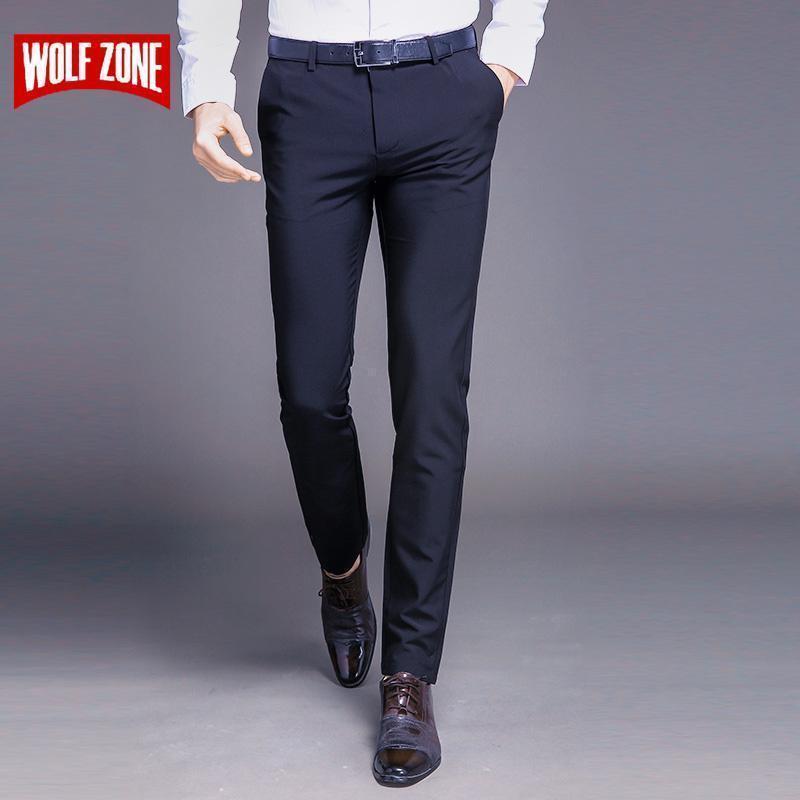 Fashion New High Quality Cotton Men Pants Straight Spring and Summer Long Male Classic Business Casual Trousers Full Length Mid-Black-29-JadeMoghul Inc.