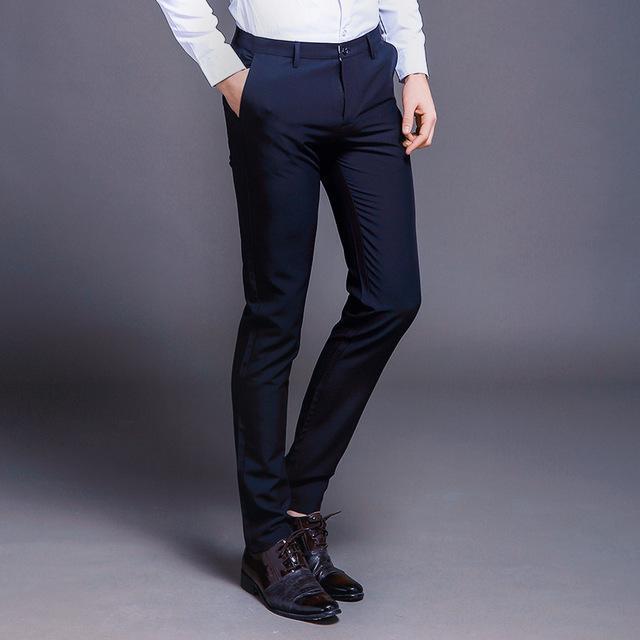 Fashion New High Quality Cotton Men Pants Straight Spring and Summer Long Male Classic Business Casual Trousers Full Length Mid-Blue-29-JadeMoghul Inc.