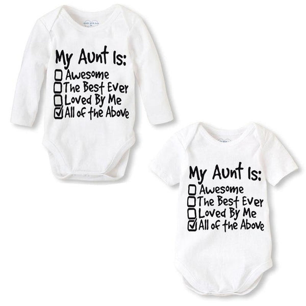 Fashion Newborn Baby Clothes Baby Romper pajama Long Sleeve Print My Aunt Baby Girl boy Clothes Roupas de bebe Infant jumpsuit-aunt short-3M-JadeMoghul Inc.
