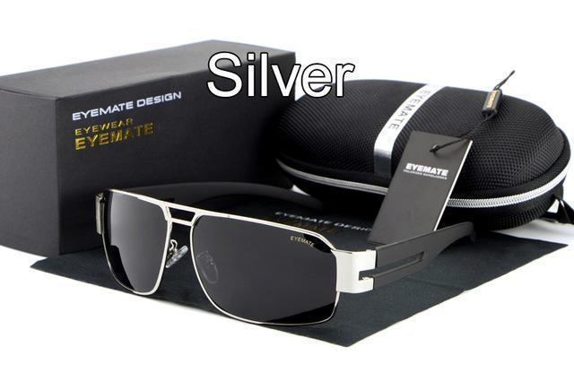 Fashion Polarized Driving Men Sunglasses UV400 Brand Design Rectangle Eyewear with High Quality Oculos Free Shipping-silver-JadeMoghul Inc.