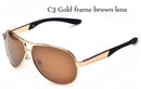 Fashion Polarized Sunglasses / Pilot UV400 Men Sunglasses-Gold Frame Brown-JadeMoghul Inc.