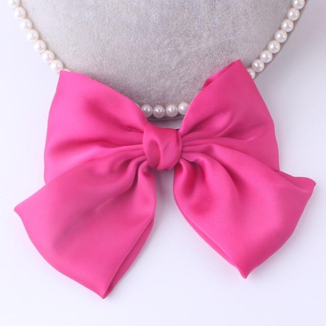 Fashion Ribbon Hairgrips Big Large Bow Hairpin For Women Girls Satin Trendy Ladies Hair Clip New Cute Barrette Hair Accessories AExp