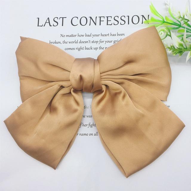 Fashion Ribbon Hairgrips Big Large Bow Hairpin For Women Girls Satin Trendy Ladies Hair Clip New Cute Barrette Hair Accessories AExp