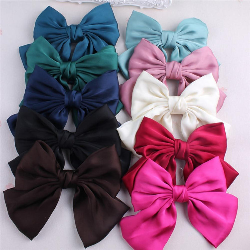 Fashion Ribbon Hairgrips Big Large Bow Hairpin For Women Girls Satin Trendy Ladies Hair Clip New Cute Barrette Hair Accessories AExp