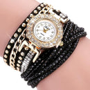 Fashion Round Dial Quartz Watch - Flower Wristwatch-001 Black-JadeMoghul Inc.