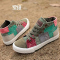 Fashion Sneakers High Top Women Casual Shoes Patchwork Ladies Canvas Shoes Female Trainers Canvas Espadrilles Sapato Feminino-green-4.5-JadeMoghul Inc.