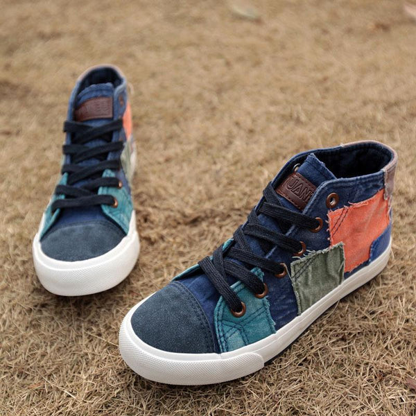 Fashion Sneakers High Top Women Casual Shoes Patchwork Ladies Canvas Shoes Female Trainers Canvas Espadrilles Sapato Feminino-green-4.5-JadeMoghul Inc.