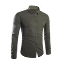 Fashion Spring Autumn Men Shirt Long Sleeve Solid Color Easy-care Anti Crease Man Casual Shirts M-3XL FS99-Army Green-M-JadeMoghul Inc.