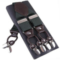 Fashion Suspenders leather 6clips Braces Male Vintage Casual Suspensorio Tirante Trousers Strap Father/Husband's Gift 3.5*120cm-Army Green-JadeMoghul Inc.