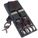 Fashion Suspenders leather 6clips Braces Male Vintage Casual Suspensorio Tirante Trousers Strap Father/Husband's Gift 3.5*120cm-Army Green-JadeMoghul Inc.