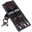 Fashion Suspenders leather 6clips Braces Male Vintage Casual Suspensorio Tirante Trousers Strap Father/Husband's Gift 3.5*120cm-Black-JadeMoghul Inc.