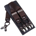 Fashion Suspenders leather 6clips Braces Male Vintage Casual Suspensorio Tirante Trousers Strap Father/Husband's Gift 3.5*120cm-Brown-JadeMoghul Inc.