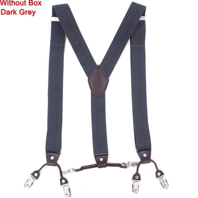 Fashion Suspenders leather 6clips Braces Male Vintage Casual Suspensorio Tirante Trousers Strap Father/Husband's Gift 3.5*120cm-Coral Red-JadeMoghul Inc.