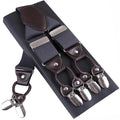 Fashion Suspenders leather 6clips Braces Male Vintage Casual Suspensorio Tirante Trousers Strap Father/Husband's Gift 3.5*120cm-Dark Grey-JadeMoghul Inc.