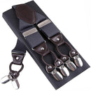 Fashion Suspenders leather 6clips Braces Male Vintage Casual Suspensorio Tirante Trousers Strap Father/Husband's Gift 3.5*120cm-Dark Grey-JadeMoghul Inc.