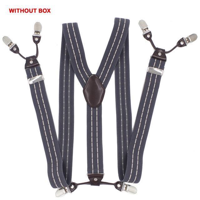 Fashion Suspenders leather 6clips Braces Male Vintage Casual Suspensorio Tirante Trousers Strap Father/Husband's Gift 3.5*120cm-Dark Khaki-JadeMoghul Inc.