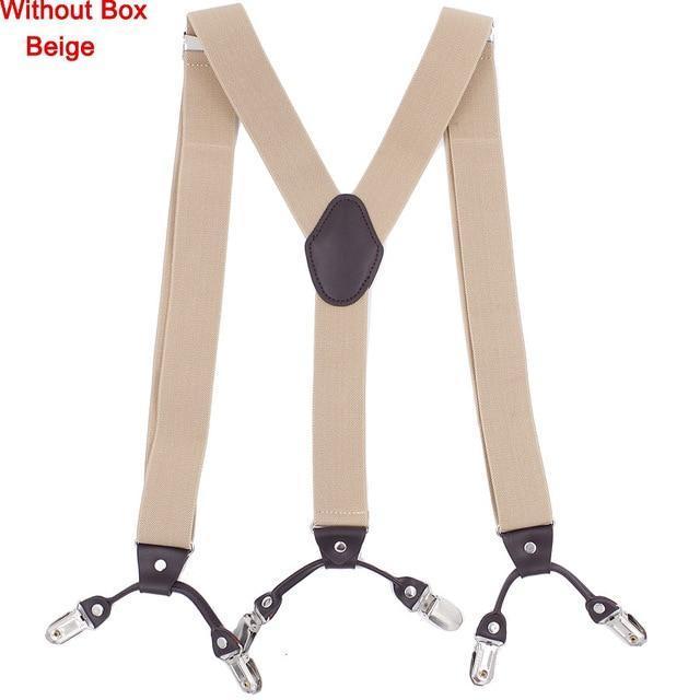 Fashion Suspenders leather 6clips Braces Male Vintage Casual Suspensorio Tirante Trousers Strap Father/Husband's Gift 3.5*120cm-Fluorescent Yellow-JadeMoghul Inc.