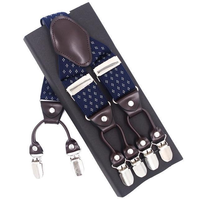 Fashion Suspenders leather 6clips Braces Male Vintage Casual Suspensorio Tirante Trousers Strap Father/Husband's Gift 3.5*120cm-Ginger-JadeMoghul Inc.