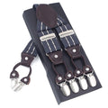 Fashion Suspenders leather 6clips Braces Male Vintage Casual Suspensorio Tirante Trousers Strap Father/Husband's Gift 3.5*120cm-Gold-JadeMoghul Inc.