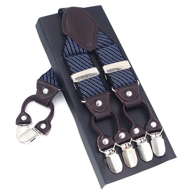 Fashion Suspenders leather 6clips Braces Male Vintage Casual Suspensorio Tirante Trousers Strap Father/Husband's Gift 3.5*120cm-Ivory-JadeMoghul Inc.