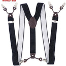 Fashion Suspenders leather 6clips Braces Male Vintage Casual Suspensorio Tirante Trousers Strap Father/Husband's Gift 3.5*120cm-Milky White-JadeMoghul Inc.