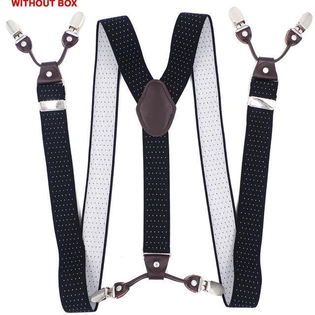 Fashion Suspenders leather 6clips Braces Male Vintage Casual Suspensorio Tirante Trousers Strap Father/Husband's Gift 3.5*120cm-Milky White-JadeMoghul Inc.