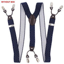 Fashion Suspenders leather 6clips Braces Male Vintage Casual Suspensorio Tirante Trousers Strap Father/Husband's Gift 3.5*120cm-Navy Blue-JadeMoghul Inc.