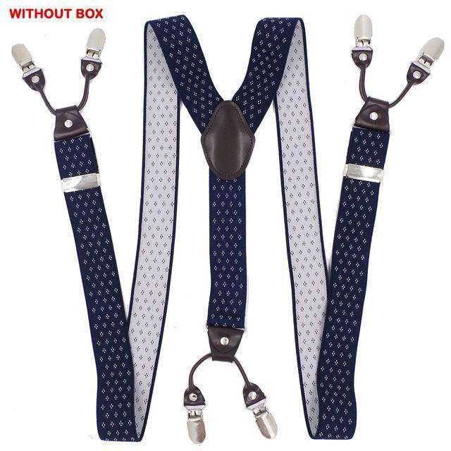 Fashion Suspenders leather 6clips Braces Male Vintage Casual Suspensorio Tirante Trousers Strap Father/Husband's Gift 3.5*120cm-Navy Blue-JadeMoghul Inc.
