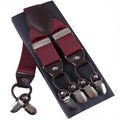 Fashion Suspenders leather 6clips Braces Male Vintage Casual Suspensorio Tirante Trousers Strap Father/Husband's Gift 3.5*120cm-Red-JadeMoghul Inc.