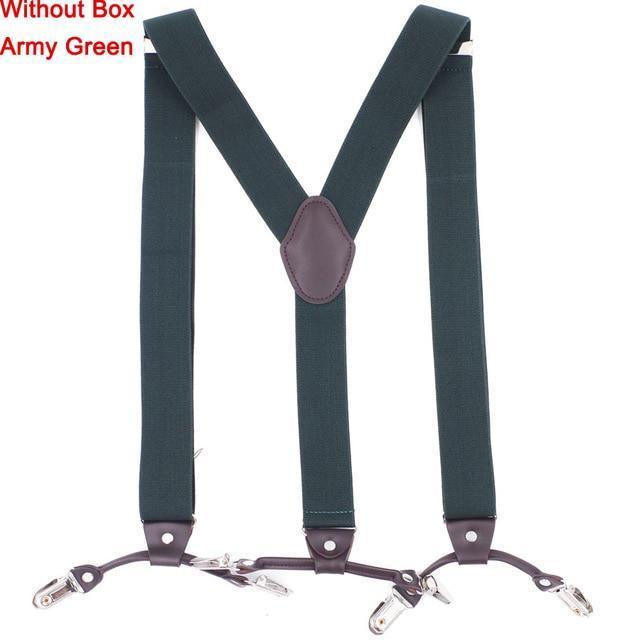 Fashion Suspenders leather 6clips Braces Male Vintage Casual Suspensorio Tirante Trousers Strap Father/Husband's Gift 3.5*120cm-Rose Red-JadeMoghul Inc.