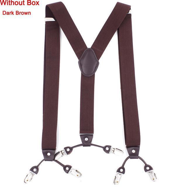 Fashion Suspenders leather 6clips Braces Male Vintage Casual Suspensorio Tirante Trousers Strap Father/Husband's Gift 3.5*120cm-Turquoise-JadeMoghul Inc.