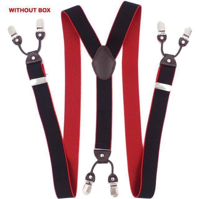 Fashion Suspenders leather 6clips Braces Male Vintage Casual Suspensorio Tirante Trousers Strap Father/Husband's Gift 3.5*120cm-Watermelon Red-JadeMoghul Inc.