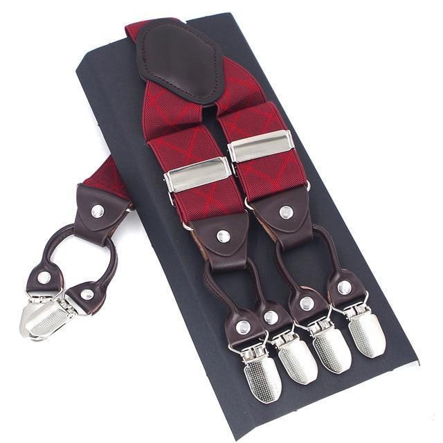 Fashion Suspenders leather 6clips Braces Male Vintage Casual Suspensorio Tirante Trousers Strap Father/Husband's Gift 3.5*120cm-White-JadeMoghul Inc.